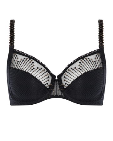 Chantelle 19K1 Black/Gold Luminesce Lace Underwire Bra MYSELFLINGERIE.COM